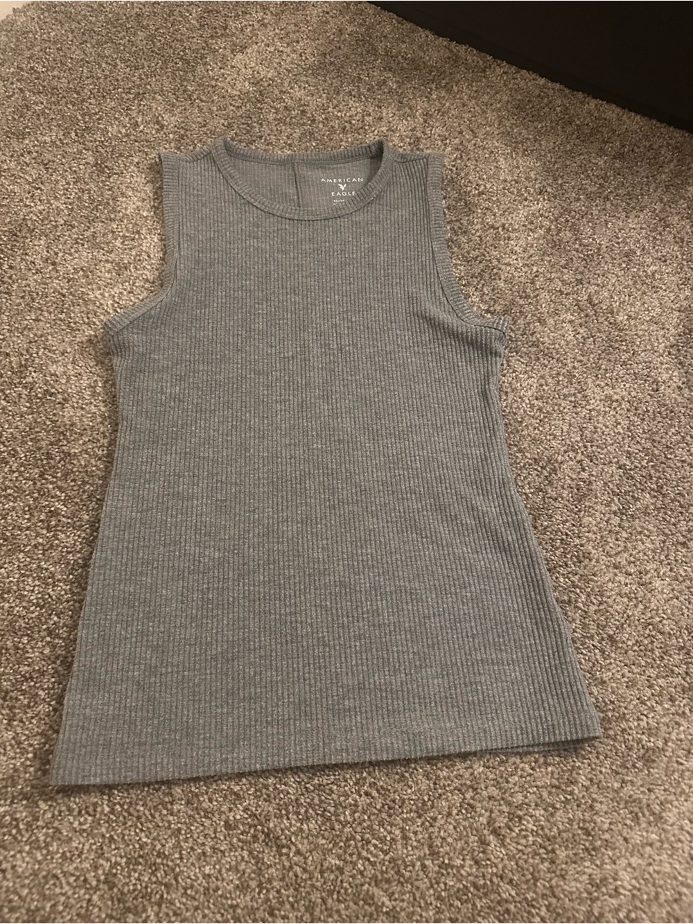American Eagle Outfitters Heather Gray Ribbed Crewneck Tank